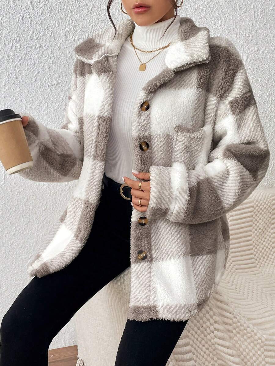 Oversized teddy shacket dames - afbeelding 11
