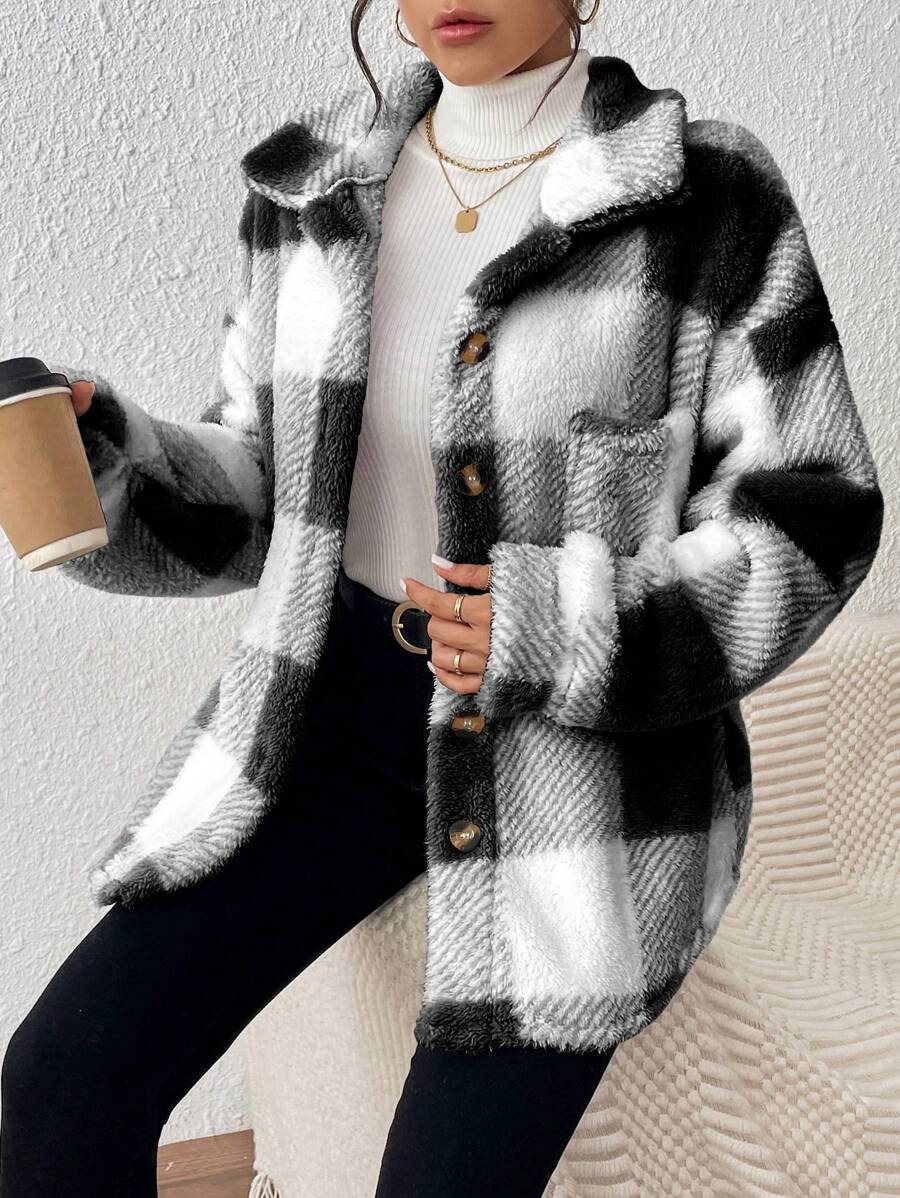 Oversized teddy shacket dames - afbeelding 19