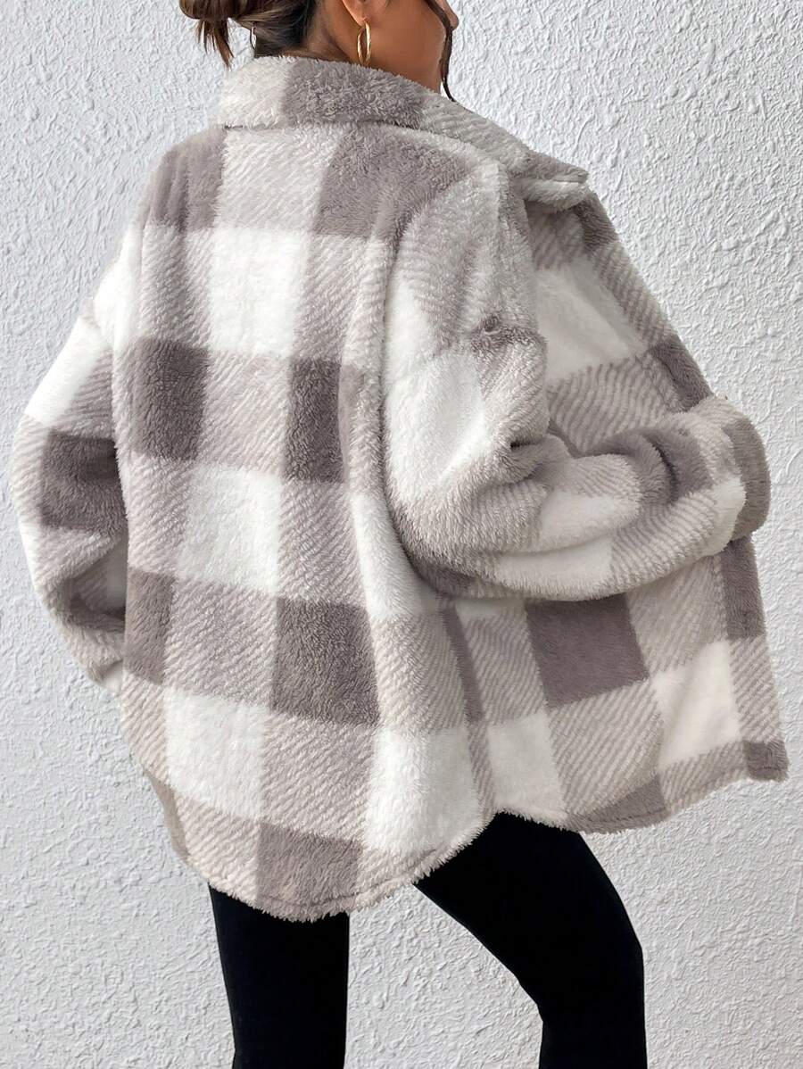 Oversized teddy shacket dames - afbeelding 2