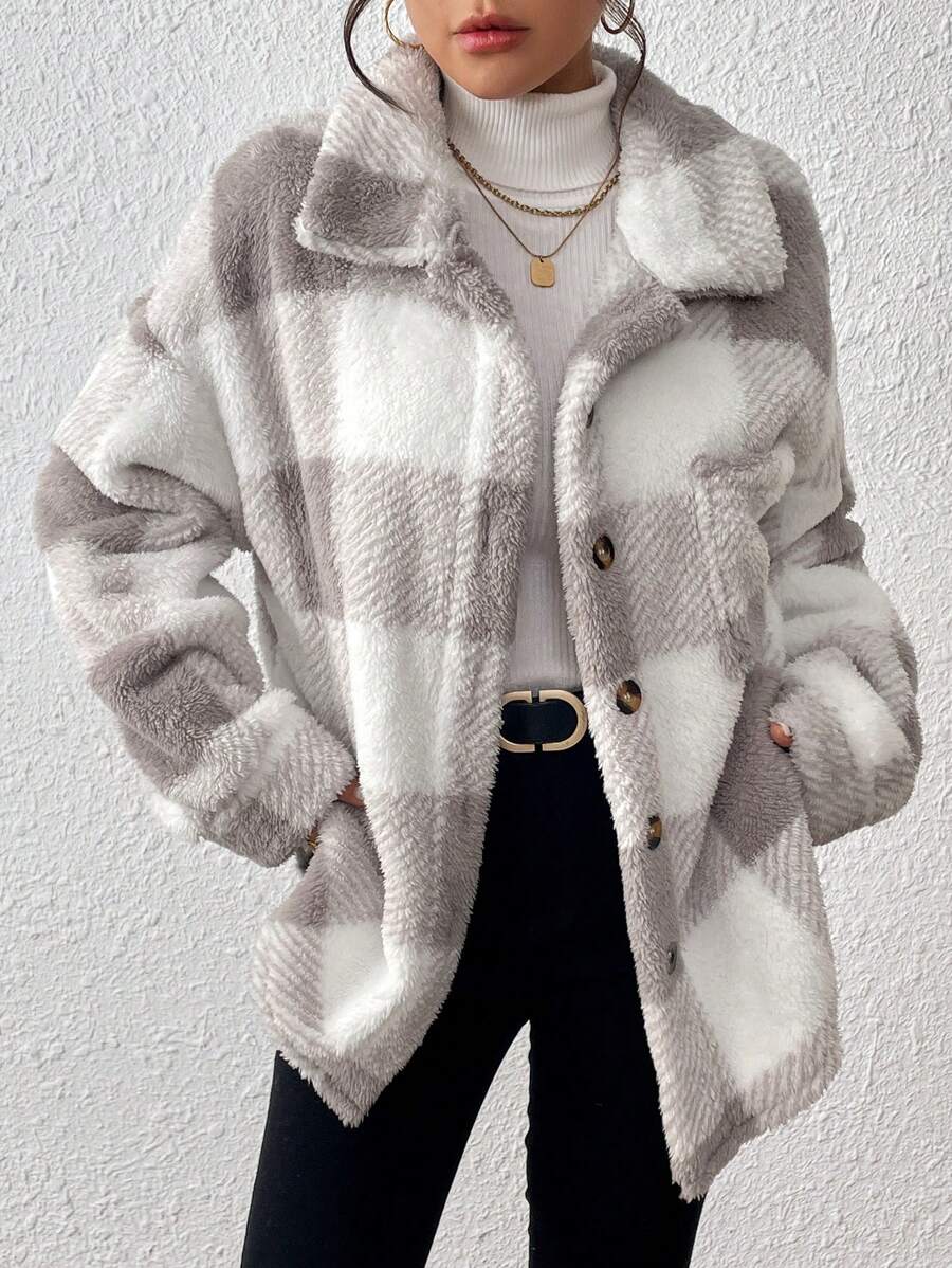 Oversized teddy shacket dames - afbeelding 3