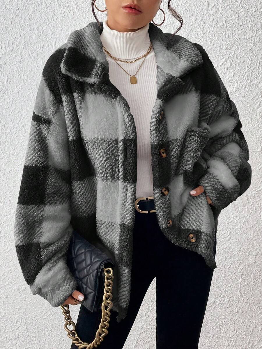 Oversized teddy shacket dames, Donkergrijs - afbeelding 31