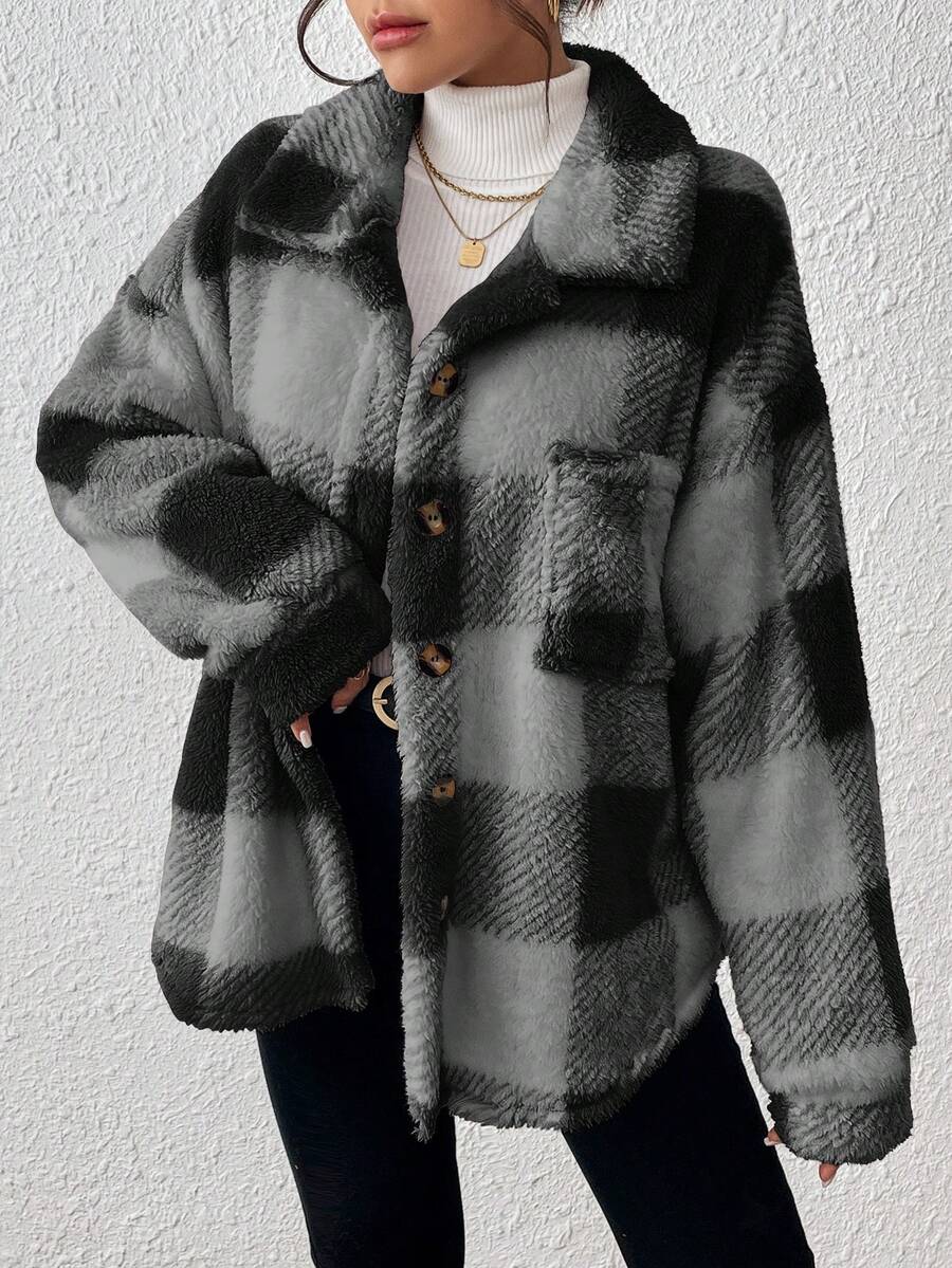 Oversized teddy shacket dames - afbeelding 33