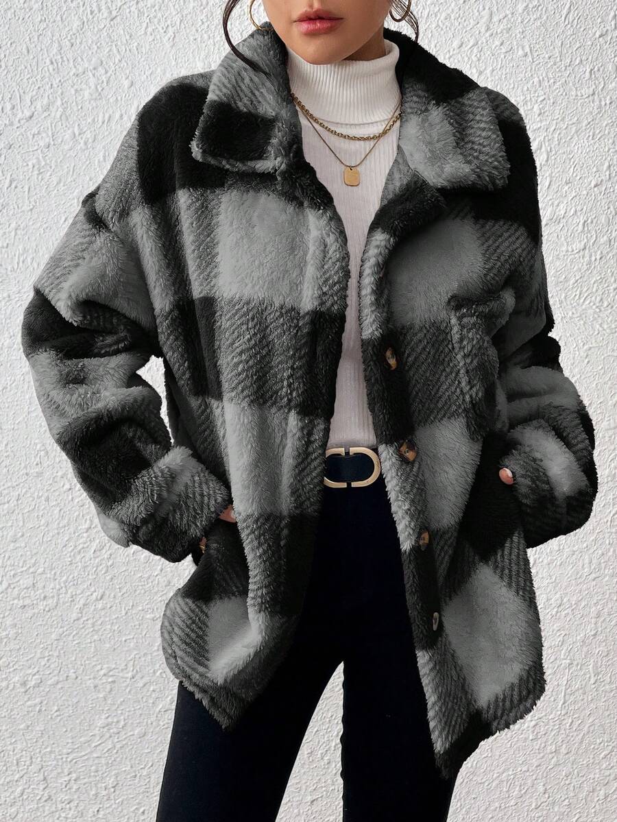 Oversized teddy shacket dames - afbeelding 34