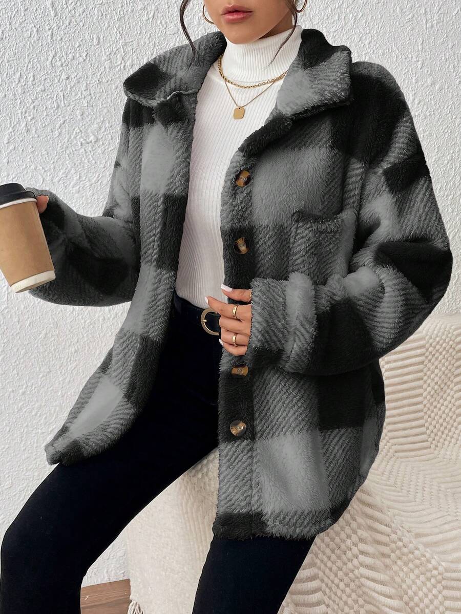 Oversized teddy shacket dames - afbeelding 35