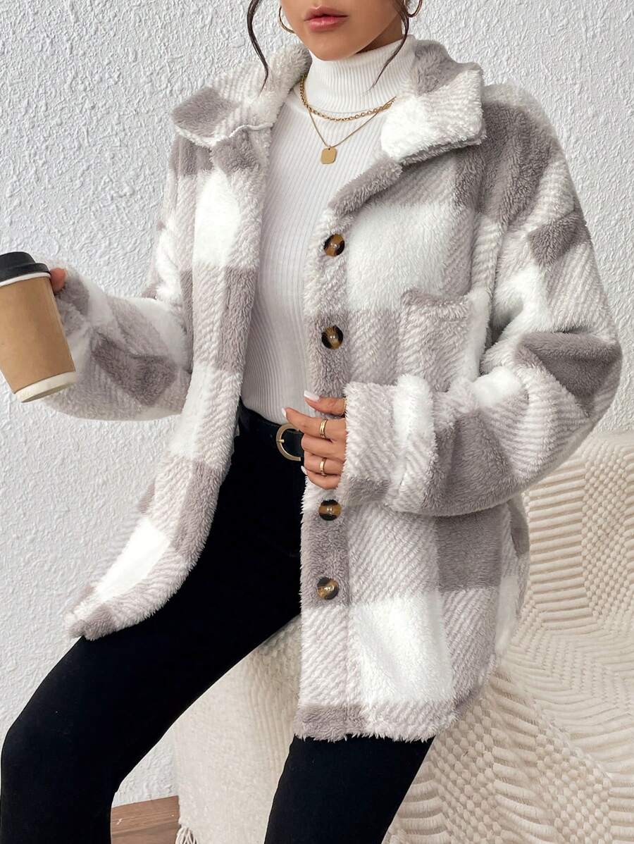 Oversized teddy shacket dames - afbeelding 4