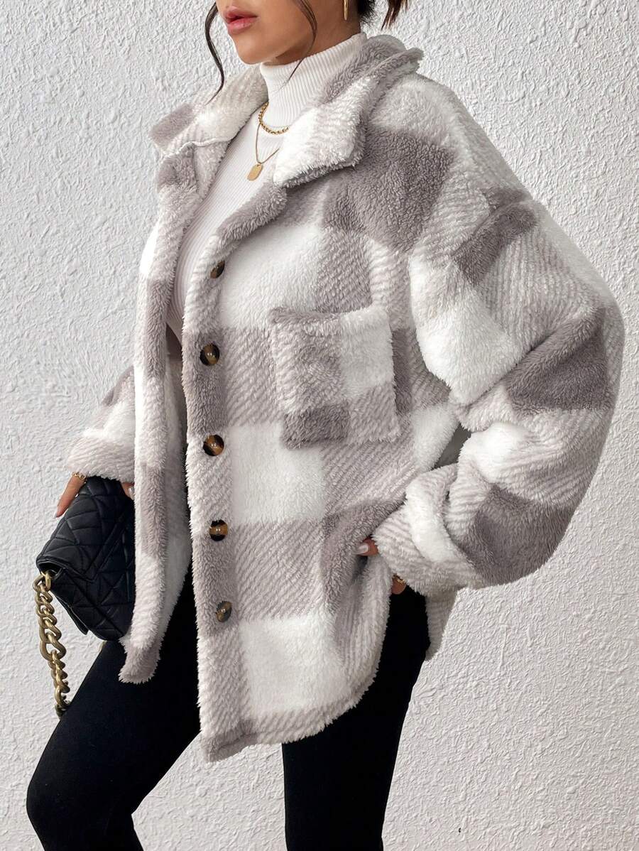 Oversized teddy shacket dames - afbeelding 5