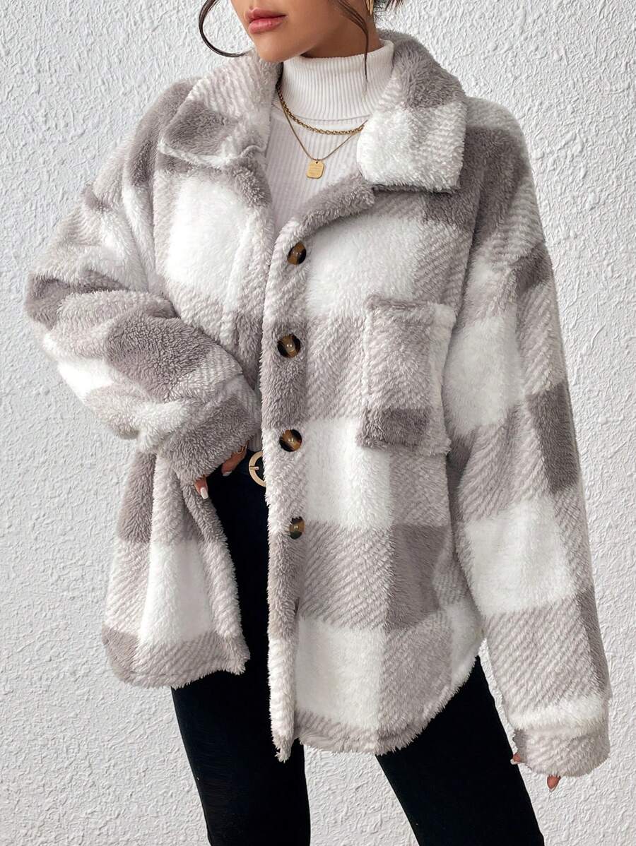 Oversized teddy shacket dames - afbeelding 6