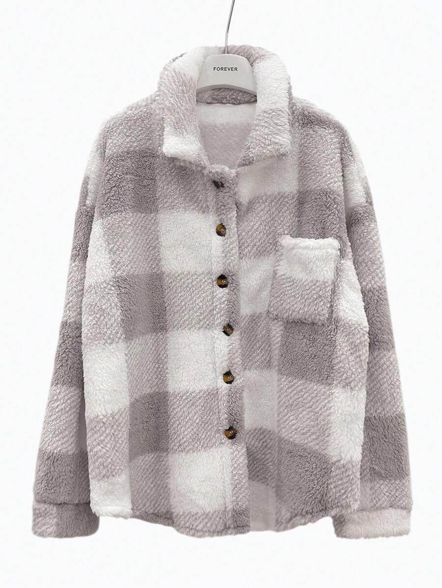 Oversized teddy shacket dames - afbeelding 7