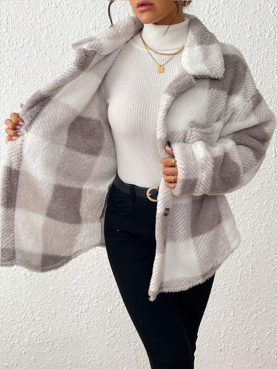 Oversized teddy shacket dames - afbeelding 8