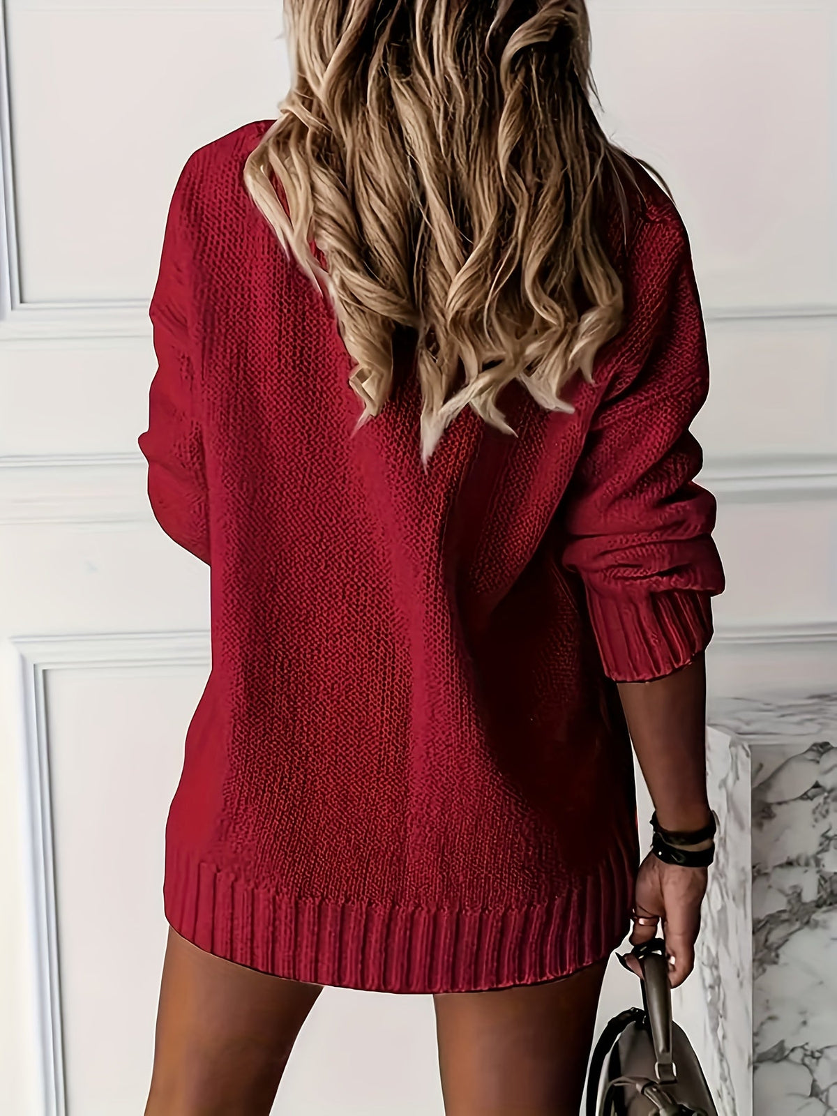 Oversized V-hals trui dames - afbeelding 10