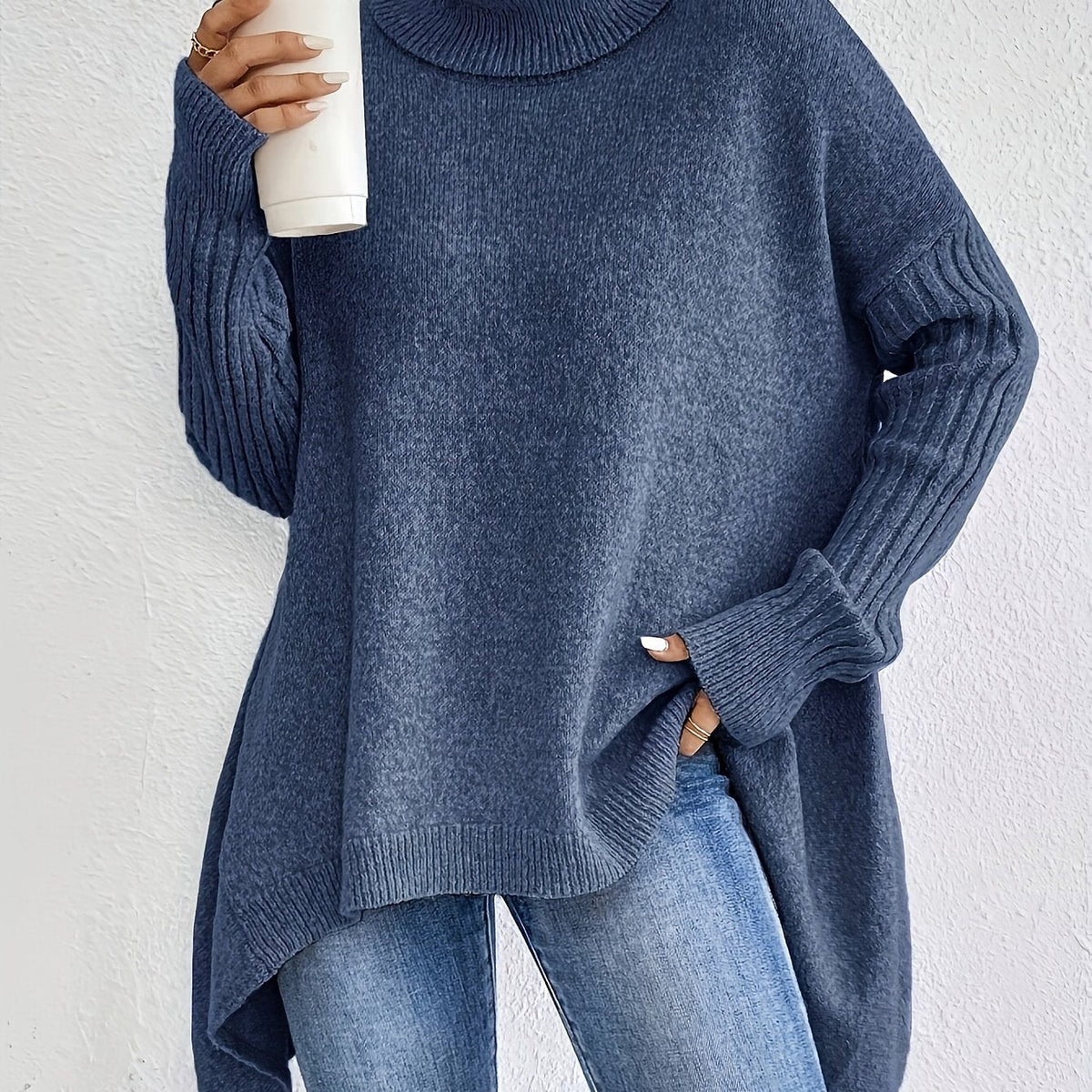 Oversized trui dames, Blauw - afbeelding 15
