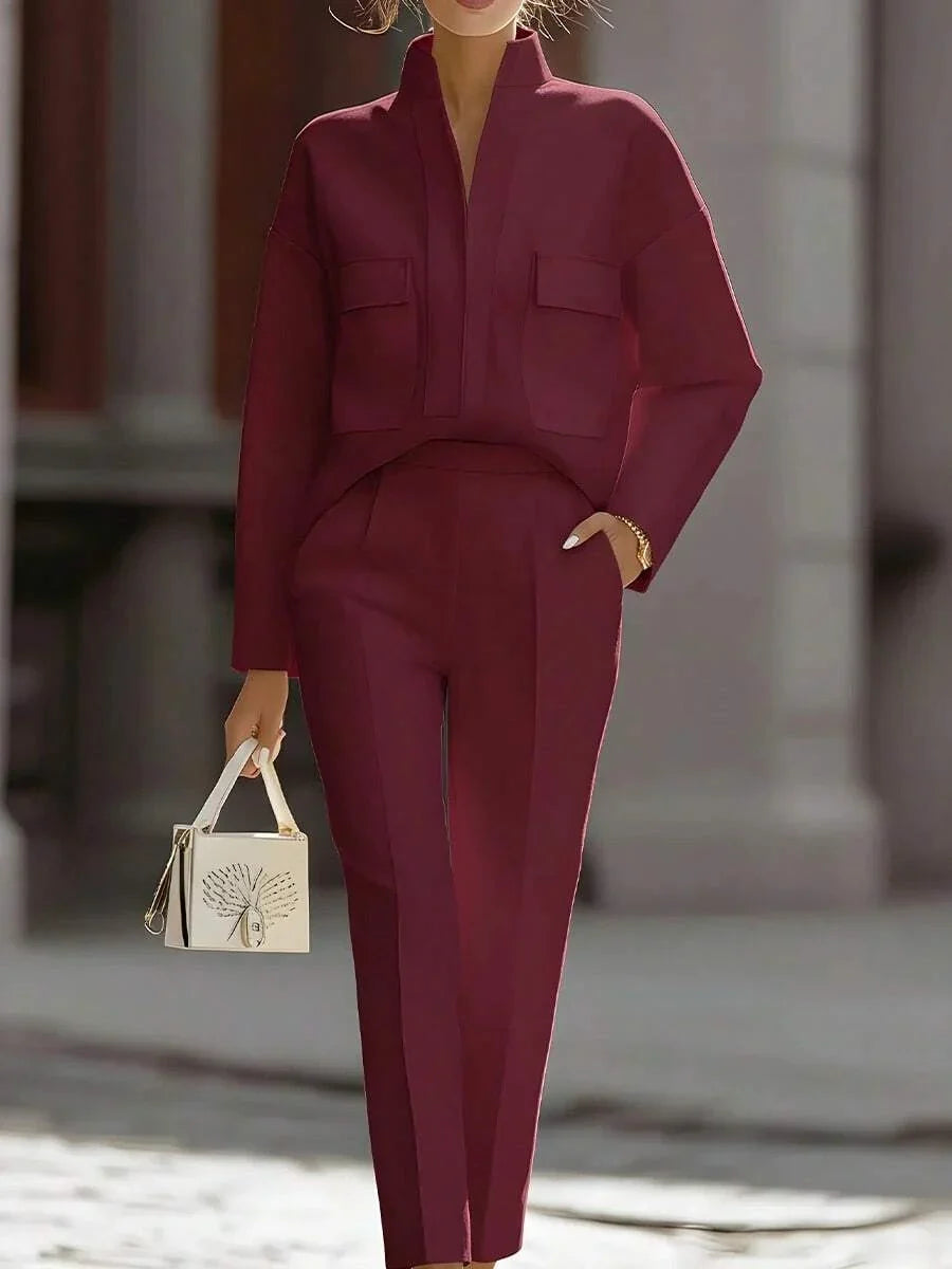 Ruime co-ord set dames, bordeaux - afbeelding 11