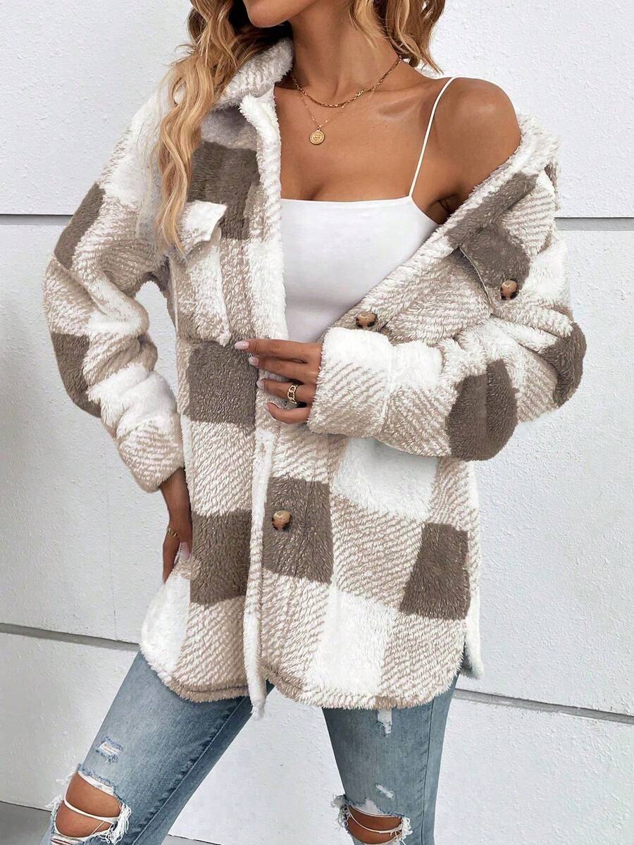 Ruime teddy shacket dames - afbeelding 5
