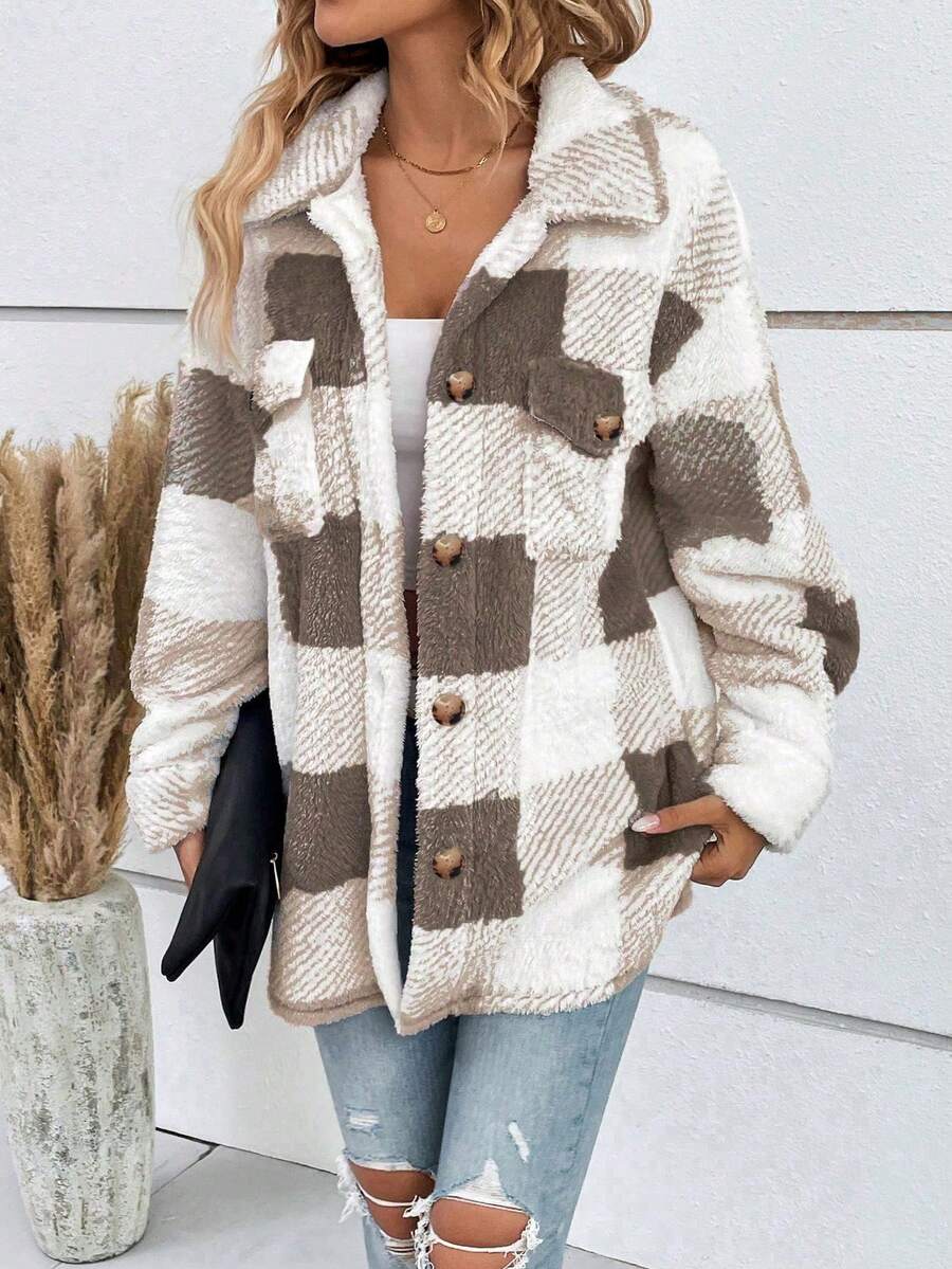 Ruime teddy shacket dames - afbeelding 6