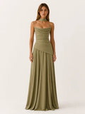 Strapless maxi jurk dames, saliegroen - afbeelding 1
