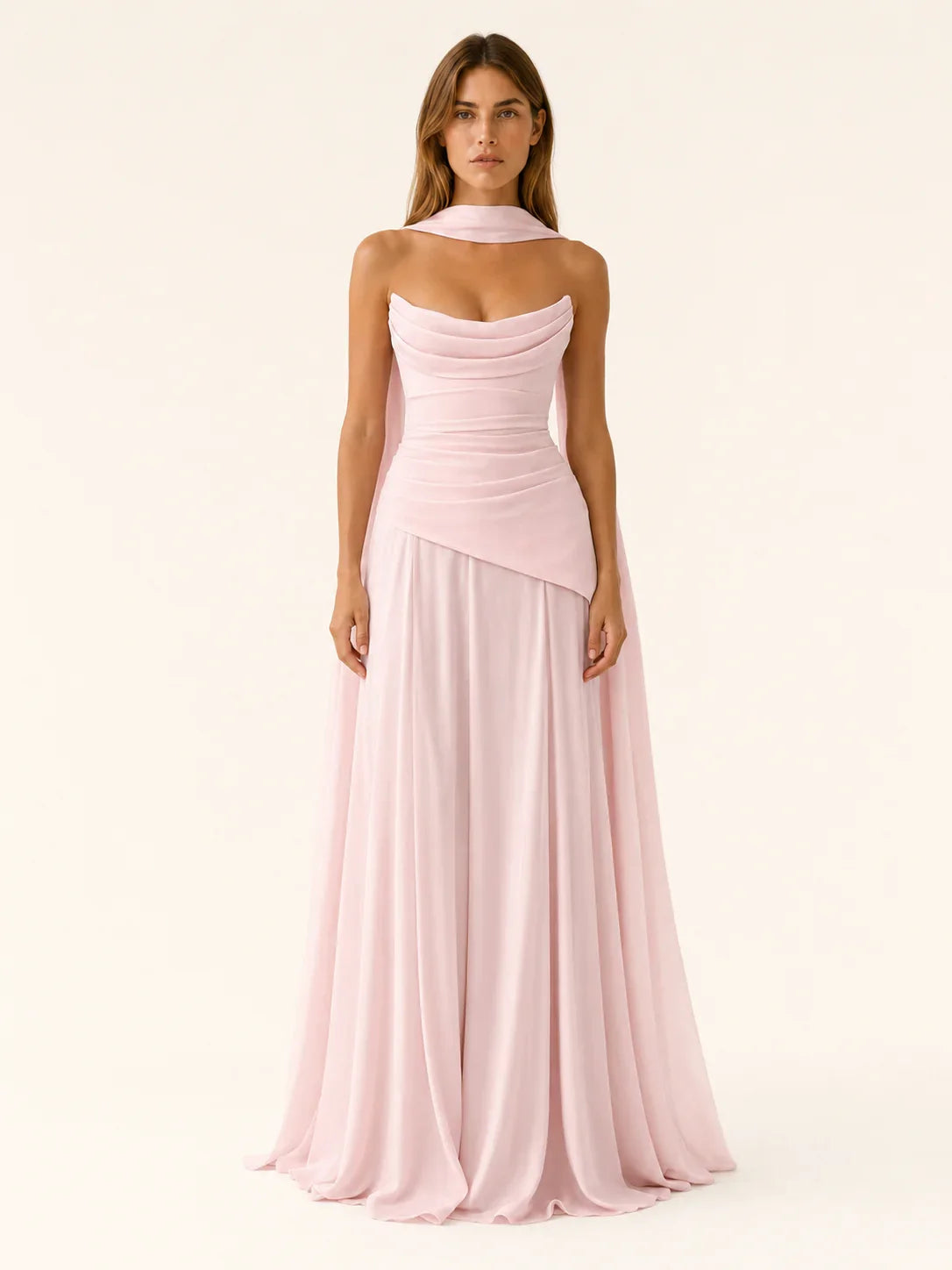 Strapless maxi jurk dames, roze - afbeelding 7