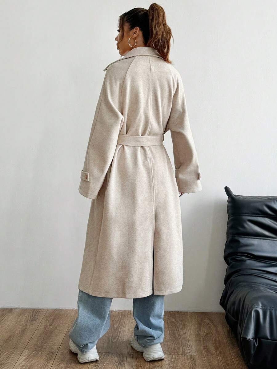 Lange trenchcoat dames met ceintuur - afbeelding 2