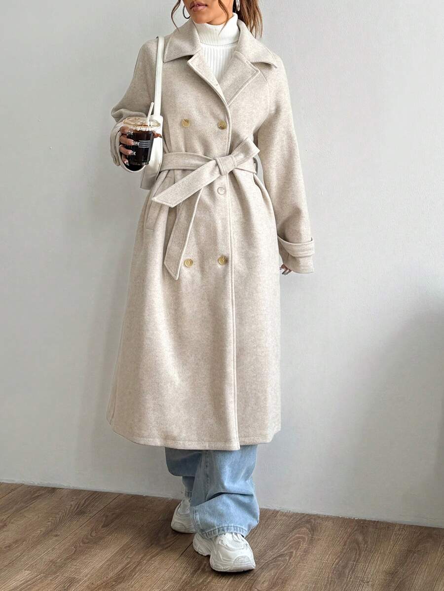 Lange trenchcoat dames met ceintuur - afbeelding 4