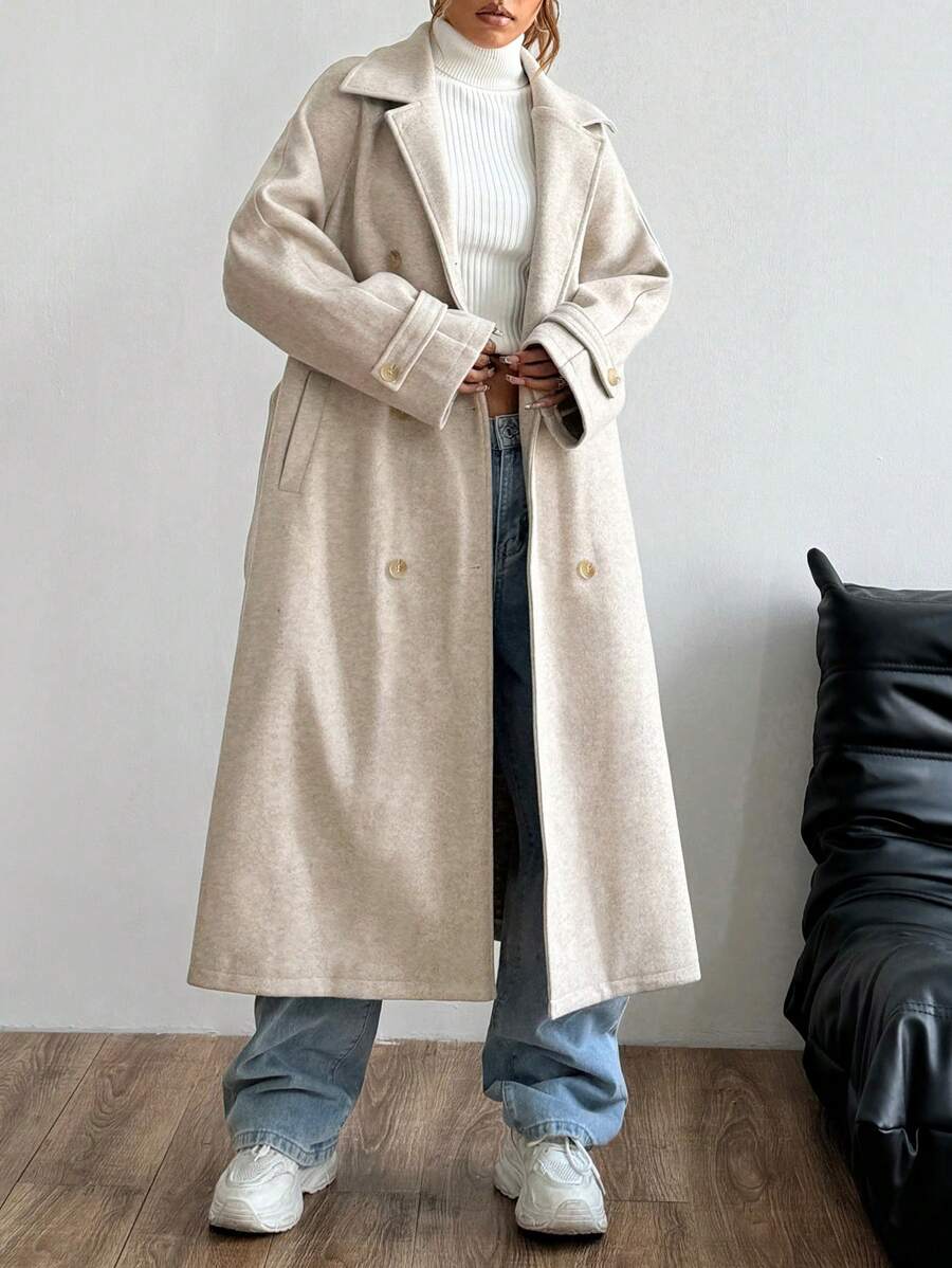 Lange trenchcoat dames met ceintuur - afbeelding 5
