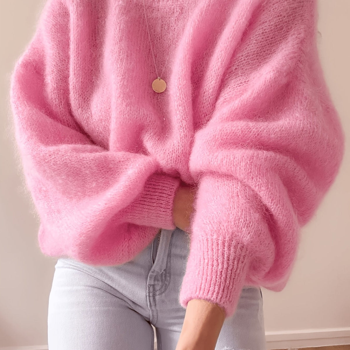 Fluffy oversized trui dames, Roze - afbeelding 11