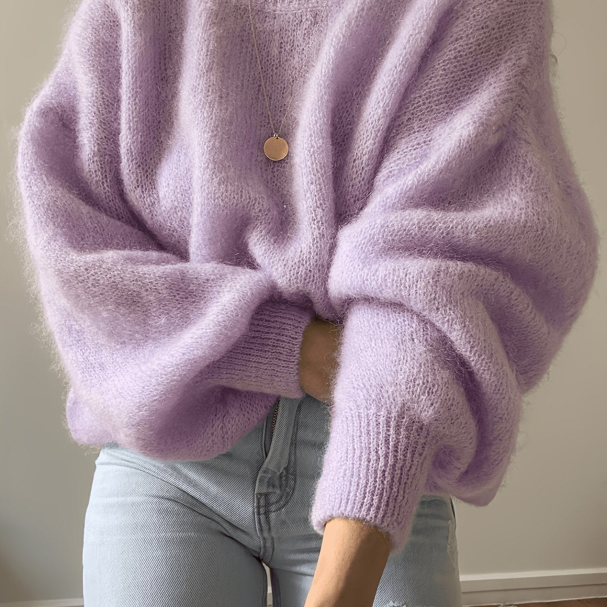 Fluffy oversized trui dames, Lila - afbeelding 12
