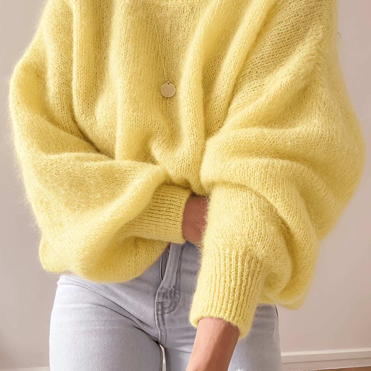 Fluffy oversized trui dames, Geel - afbeelding 13