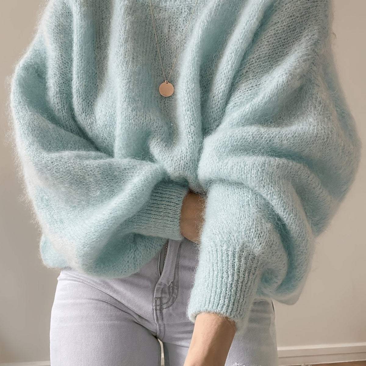 Fluffy oversized trui dames, Mintgroen - afbeelding 15