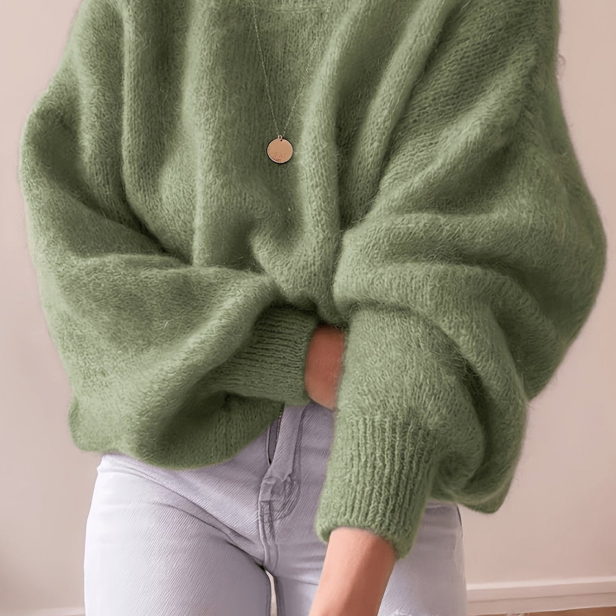 Fluffy oversized trui dames, Saliegroen - afbeelding 18