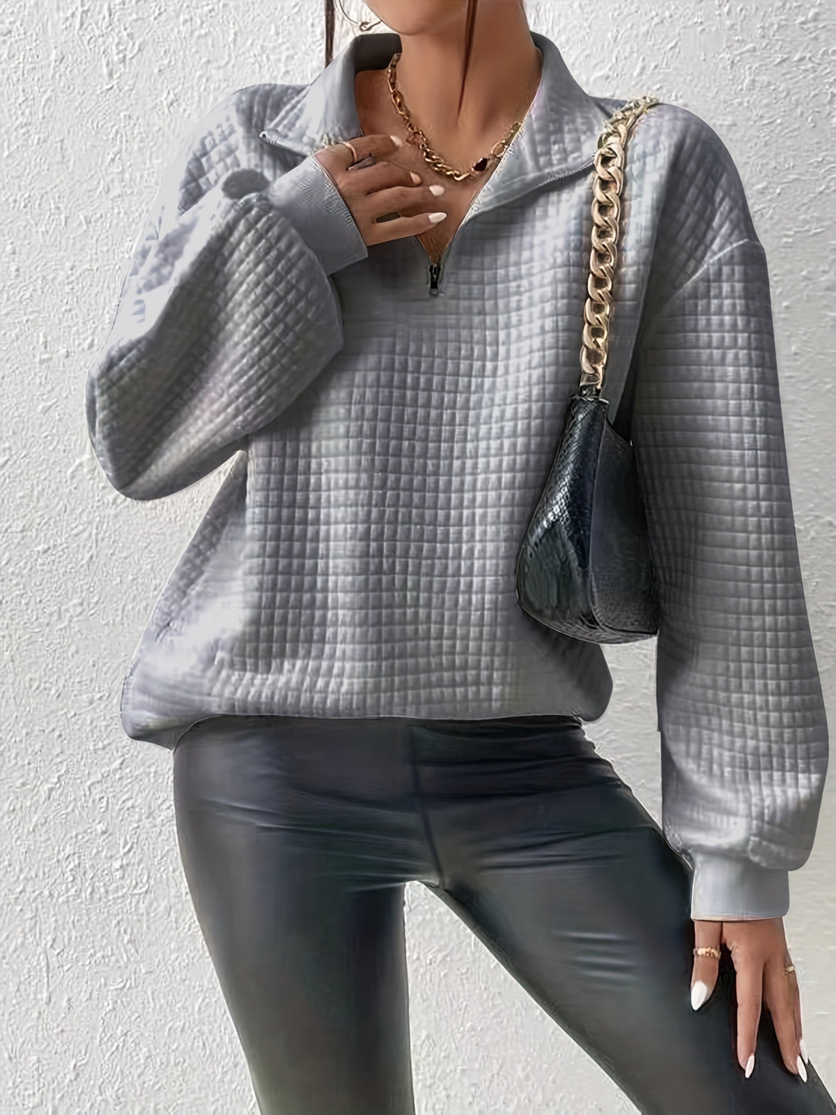 Losse half zip trui dames - afbeelding 3