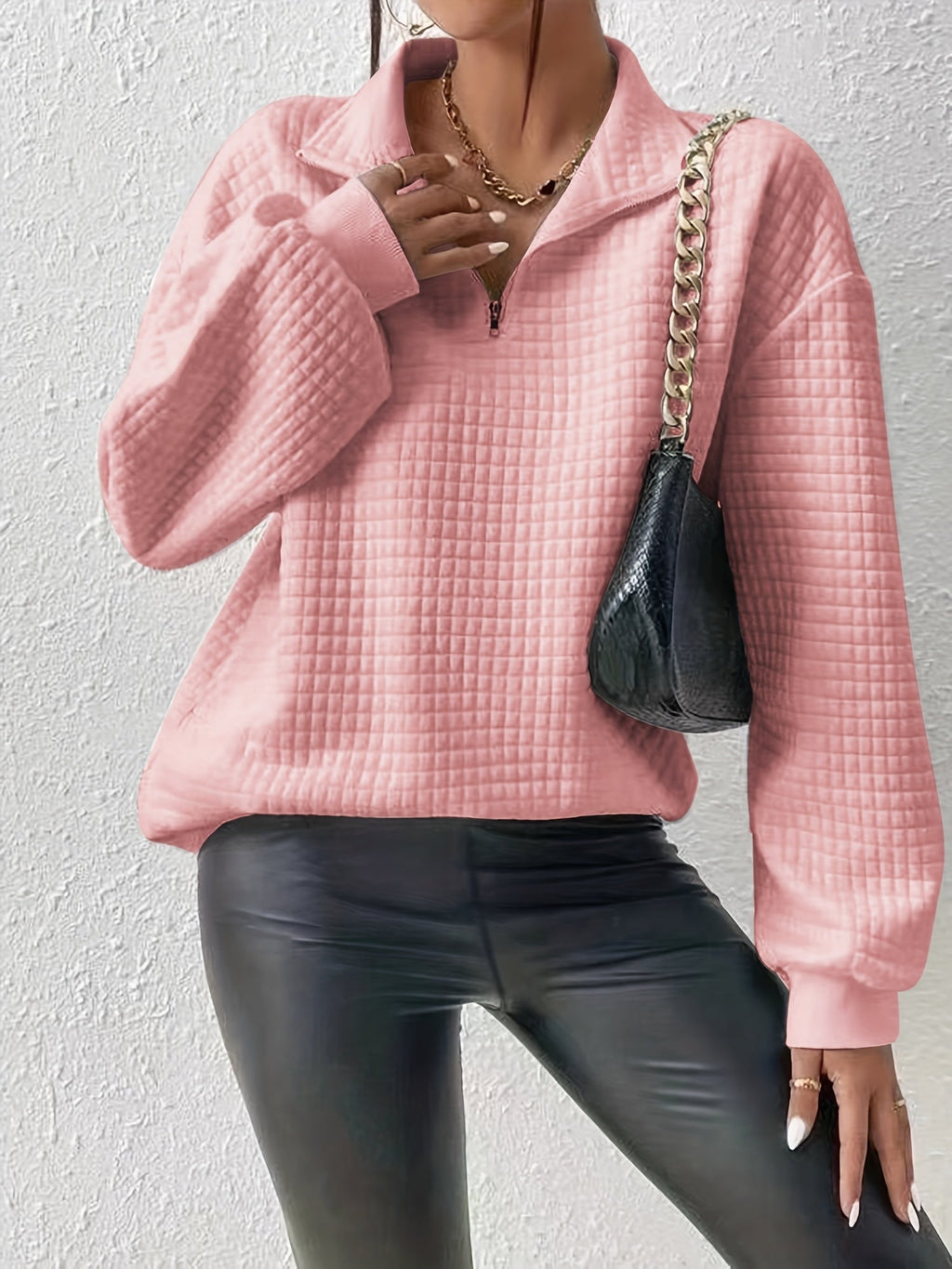 Losse half zip trui dames - afbeelding 5
