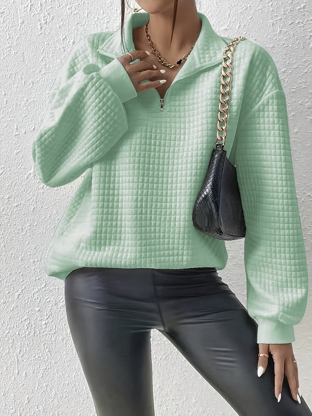 Losse half zip trui dames - afbeelding 7